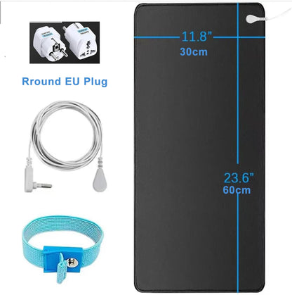 Earthing Mat with Wristband Soft PU Grounding Mat Pad Healthy Balance for Anxiety Relief & Better Sleep Earth Connected Therapy