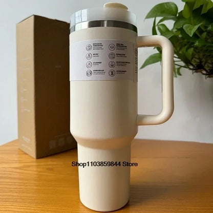 40Oz Stainless Steel Vacuum Mug, Double-Wall Insulated Travel Cup with Handle & Straw Lid.