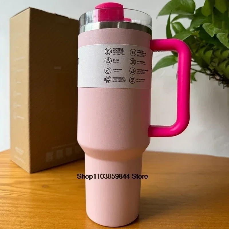 40Oz Stainless Steel Vacuum Mug, Double-Wall Insulated Travel Cup with Handle & Straw Lid.