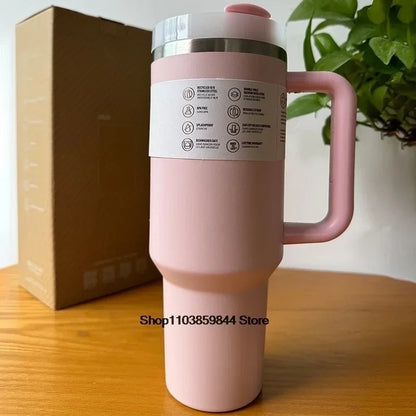 40Oz Stainless Steel Vacuum Mug, Double-Wall Insulated Travel Cup with Handle & Straw Lid.
