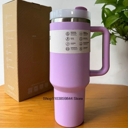 40Oz Stainless Steel Vacuum Mug, Double-Wall Insulated Travel Cup with Handle & Straw Lid.