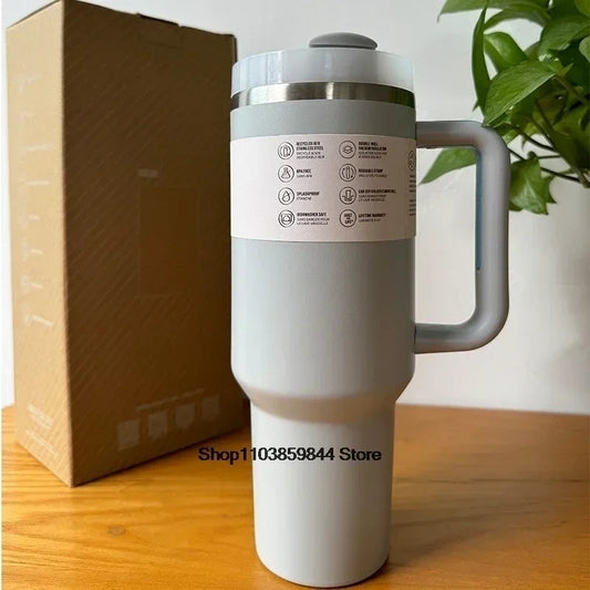 40Oz Stainless Steel Vacuum Mug, Double-Wall Insulated Travel Cup with Handle & Straw Lid.