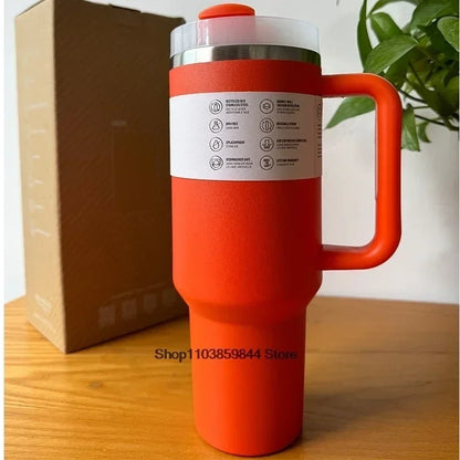 40Oz Stainless Steel Vacuum Mug, Double-Wall Insulated Travel Cup with Handle & Straw Lid.