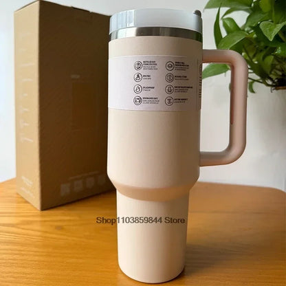 40Oz Stainless Steel Vacuum Mug, Double-Wall Insulated Travel Cup with Handle & Straw Lid.