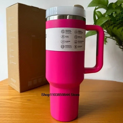 40Oz Stainless Steel Vacuum Mug, Double-Wall Insulated Travel Cup with Handle & Straw Lid.