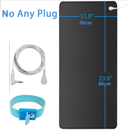 Earthing Mat with Wristband Soft PU Grounding Mat Pad Healthy Balance for Anxiety Relief & Better Sleep Earth Connected Therapy