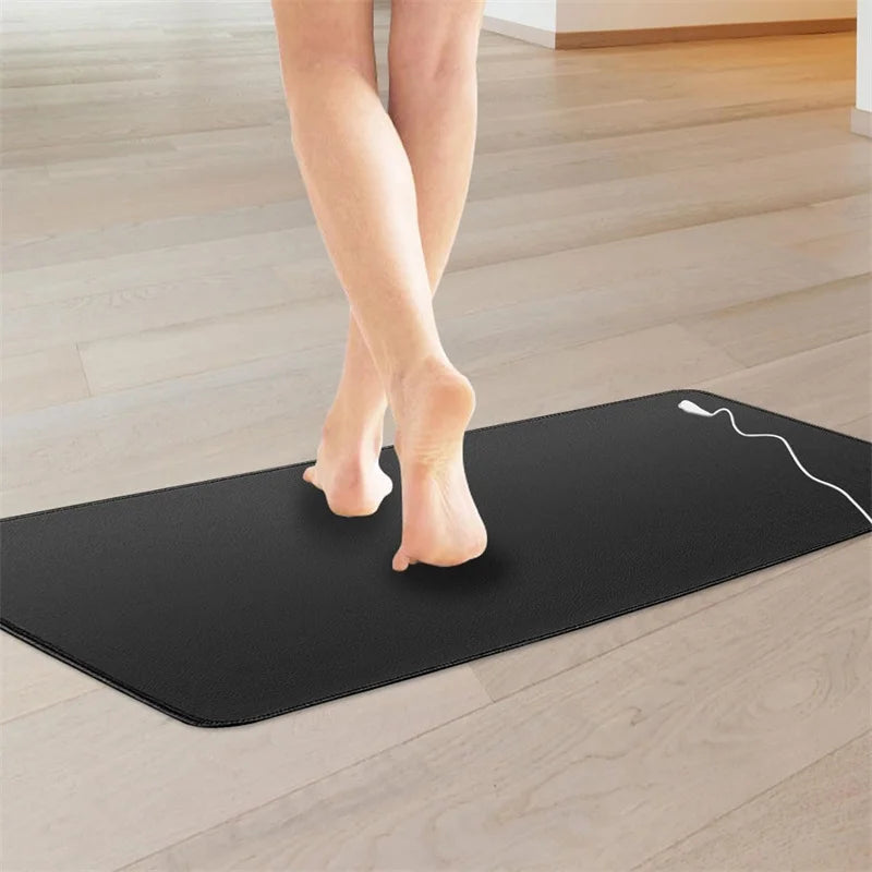 Earthing Mat with Wristband Soft PU Grounding Mat Pad Healthy Balance for Anxiety Relief & Better Sleep Earth Connected Therapy