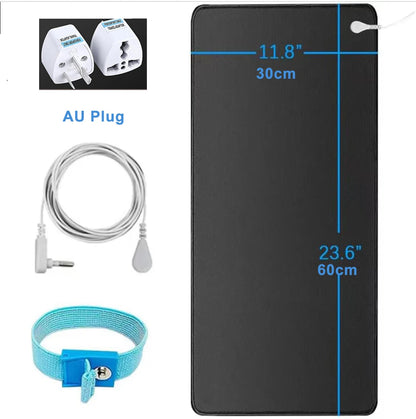 Earthing Mat with Wristband Soft PU Grounding Mat Pad Healthy Balance for Anxiety Relief & Better Sleep Earth Connected Therapy